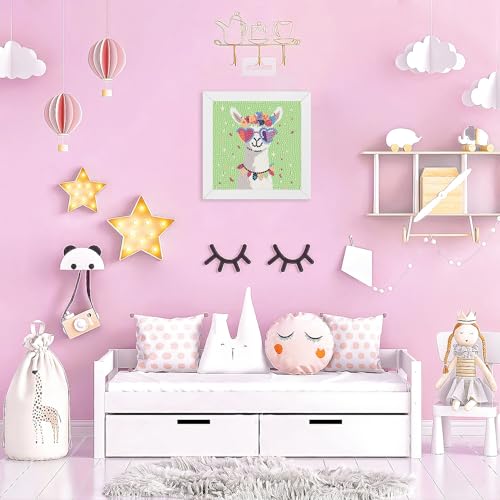 WEMEON Alpaca Diamond Art Kits for Kids with Frame 7x7 inch - color: Alpaca