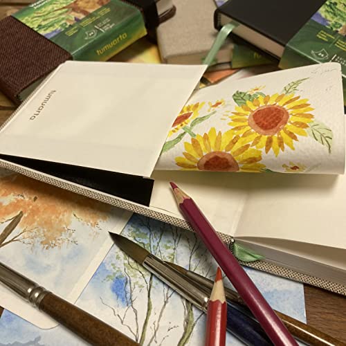 tumuarta Watercolor Journal, 3.5x5.5”, 140 LB, 300 GSM, Cotton Paper, Cold Press, 24 Sheets, 48 Pages, Watercolor Sketchbooks for Use As Travel Notebook Mixed Media Pad On The Go - color: Green