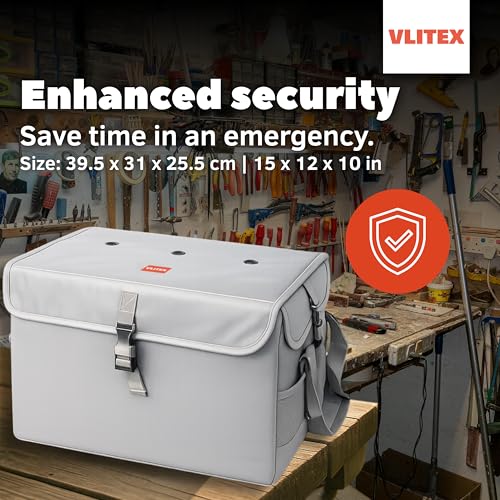 VLITEX Lithium Battery Storage Box XL (Extra Large) | Engineered in Germany | Fireproof E-Fiberglass & Silicone Fabric | Certified Lipo Safe Bag Container
