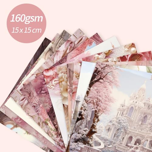 6x6" Cardstock Single Sided Scrapbooking,Craft Decorative Scrap Book Paper - color: 24sheets-Baroque Pink