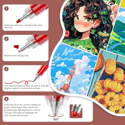 72 Colors Acrylic Gel Pens for Coloring with 30% More Ink
