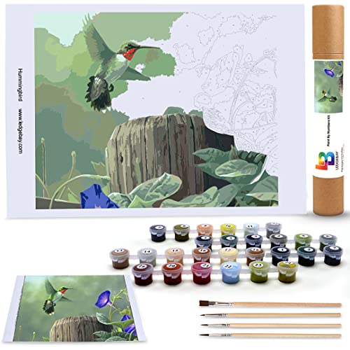 Ledgebay Paint by Numbers Kit for Adults, 16x20 Unframed Canvas - color: Hummingbird, size: 16" x 20" Unframed