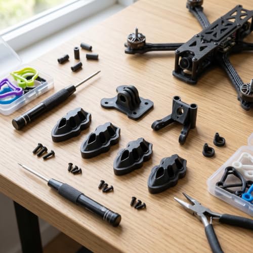 RC FPV Quadcopter Mounting Base Kit, 3D Printed Motor Camera Antenna Mounts for FPV Drone Protection Lightweight Frame Accessorie (Black)