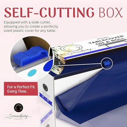 Grandipity Plastic Table Cloth Roll - 54in x 100 Ft. Table Cover Navy Blue - color: Navy Blue, size: 1200" x 54" (Rectangular)