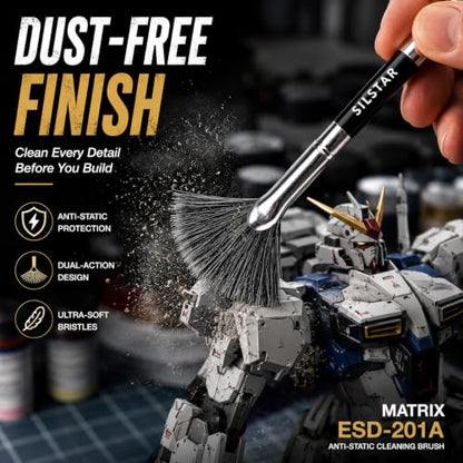 Matrix Anti Static Overall Dual-Action Cleaning Brush -Ideal for Model Kits, Figures, and Intricate Items