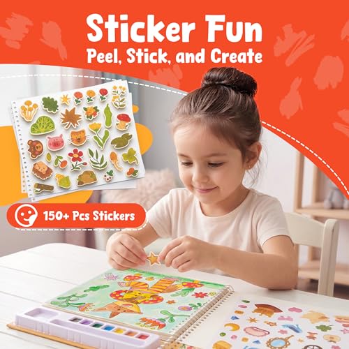 JoyCat Mix & Match Paint with Water Coloring Books with Stickers (Animals) - style: Animals