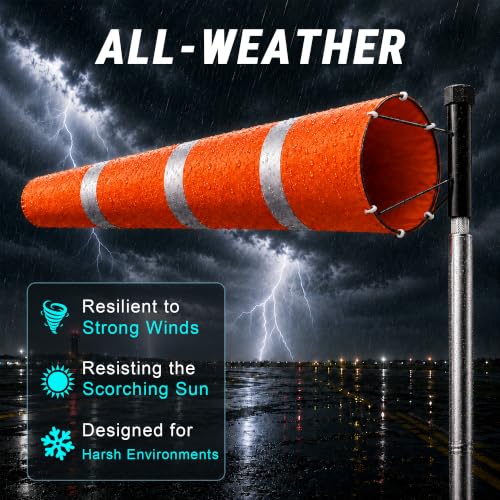 Tredre Airport Windsock Pole Kit with Swivel, 2 Wind Socks 8 x 36 in