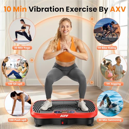 AXV Vibration Plate Exercise Machine Fitness Platform Body Vibrating Board - color: SLIM.RED