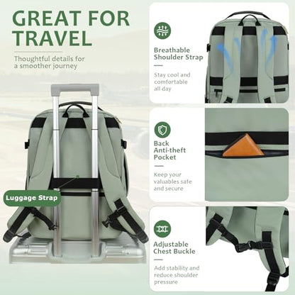 EMPSIGN 40L Travel Backpack for Women & Men - color: Beige/Light Green/Army Green