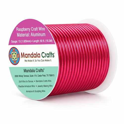 Mandala Crafts 13 Gauge Raspberry Anodized Aluminum Craft Wire, 60 FT - color: Raspberry, size: 13 Gauge