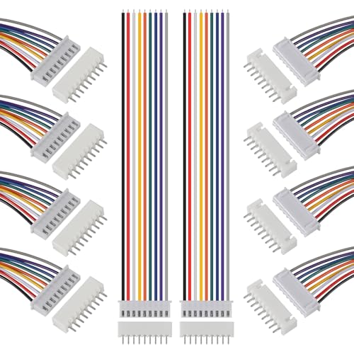ACEIRMC 10Pairs JST-XH Connector Kit, XH 2.54mm 9 Pin Header Male and Female Connectors Plug Adapter with Flat Wire Cable 200mm 26AWG Compatible with JST XH (9P) - color: 9P