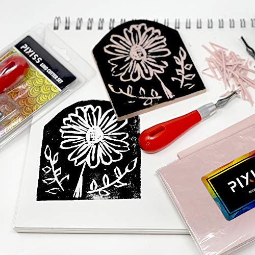Rubber Block Stamp Carving Blocks Stamp Making Kit with Cutter Tools, 25-Pack Carving Rubber Stamps for Printmaking, Printing and More - size: 25 Rubber Blocks + Carving Tool