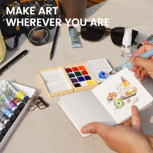 Funto Travel Watercolor Paint Set, Oversized Rectangular 12-Well Palette - color: Cookie Yellow