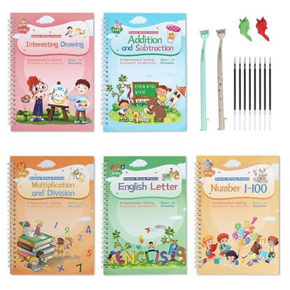 Magical Handwriting Workbooks Handwriting Practice Copybook Aid Magic Pen Reusable Copybook Grooves Template Design for Children Books Suitable for Children's Learning