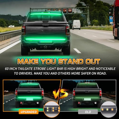 XRIDONSEN 48 inch 288 LED Tailgate Strobe Lights Green Emergency Lights - color: Green