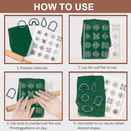 CHGCRAFT Polymer Clay Texture Sheets Boho Polymer Clay Texture Mat Silicone Texture Stamp Clay Modeling Pattern Pad Silicone Clay Texture Mat for Making Earrings Jewerly 5.5x5.5inch - style: Boho