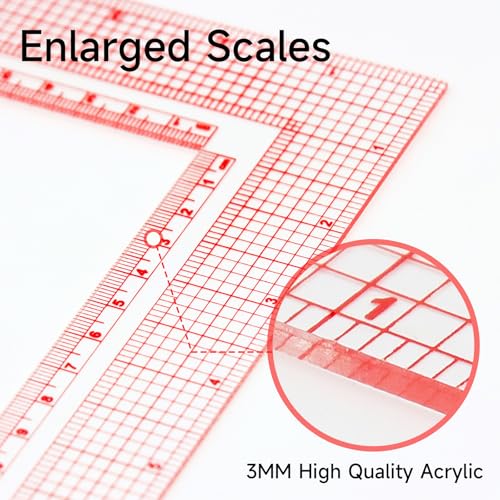 YLaziion 12" Acrylic L-Square Sewing Ruler, Right Angle Quilting Tool - style: 12" L-Square Ruler