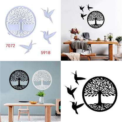 Tree of Life Hummingbird Wall Hanging Epoxy Resin Silicone Mold5918+7072
