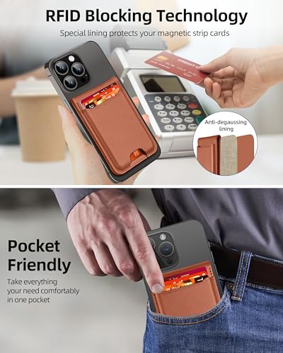 ExtreLife For Magsafe Wallet, Works with Apple Find My, 6 Cards Holder - color: Brown