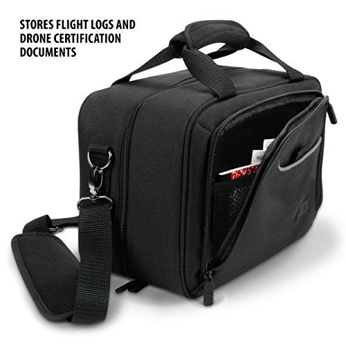 USA GEAR Drone Carrying Case - Drone Bag with Adjustable Dividers and Storage Pockets - Compatible with Yuneec Breeze, DJI Mavic Pro 2 & More - Fits Drone, Controller, Batteries and Propellers - Black - color: Black