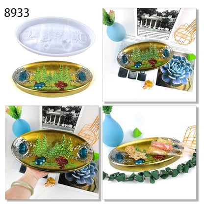 Christmas Oval Tray Home Decoration epoxy Resin Silicone Mold 8933