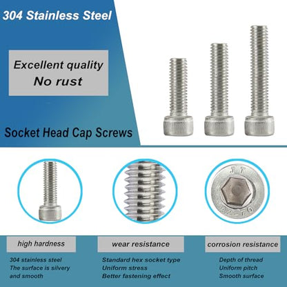 M5 x 40mm 45mm 50mm 55mm 60mm Socket Head Cap Screws Bolts, Stainless Steel 304, Metric Allen Hex Drive, Bright Finish, Fully Threaded, Assortment Kit 25PCS - size: Socket M5x40-60 mm