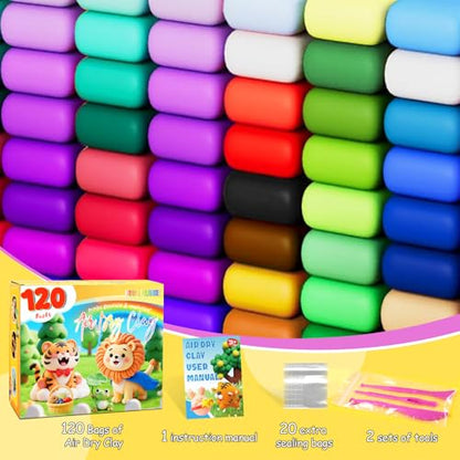 MuseLuxe 120 Colors Air Dry Clay Kit with Sculpting Tools - color: 120 Colors