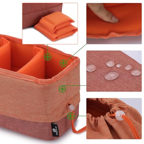 Koolertron Waterproof DSLR Camera Bag with Removable Insert, Adjustable Compartments, Fits in Camera Bags - Protective Case for DSLR/SLR Cameras & Accessories - color: Light Rust