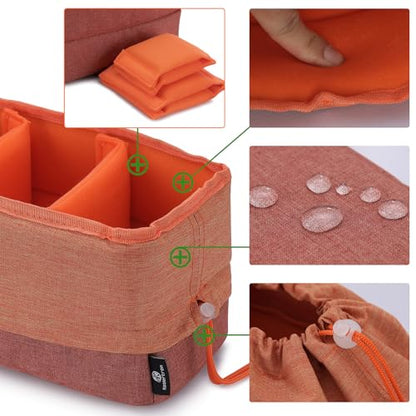Koolertron Waterproof DSLR Camera Bag with Removable Insert, Adjustable Compartments, Fits in Camera Bags - Protective Case for DSLR/SLR Cameras & Accessories - color: Light Rust