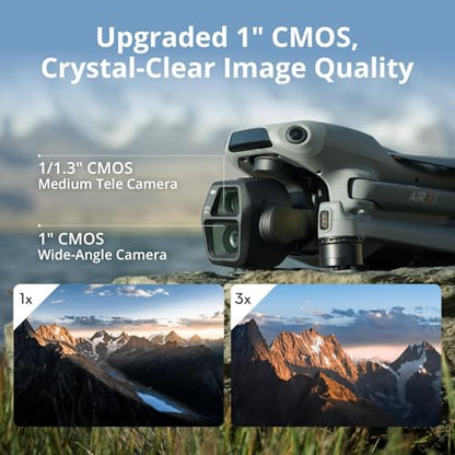 DJI Air 3S Fly More Combo (RC 2 Screen Remote Control) Drone with 1" CMOS Wide-Angle & Medium Tele Camera, 4K/60fps, Omnidirectional Sensing, Smart RTH & 3 Battery Bundle with Deco Gear Accessories