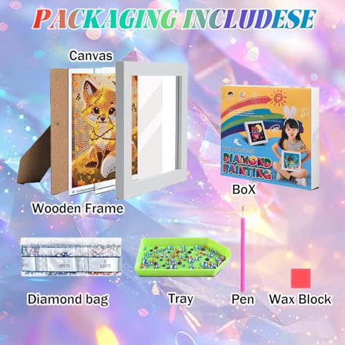 WEMEON Fox Diamond Art Kits for Kids with Frame 7x7 inch - color: Fox