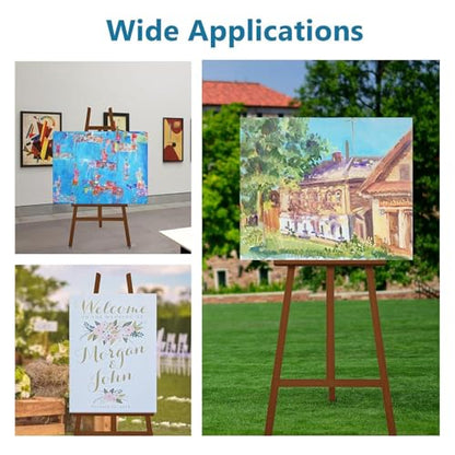 A-Frame Wooden Display Easel, Lyre Beechwood Studio Easel Stand, Brown - color: Brown