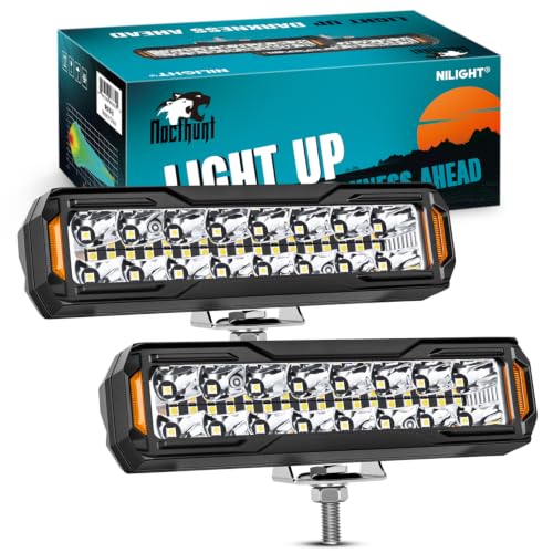 Nilight 6 Inch LED Light Bar 2PCS 50W Spot Flood Combo Lamps - color: 50W Led Pod 2Pcs White