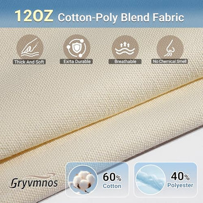 12oz Heavy Duty Cotton Canvas Fabric, Thickend Cotton Duck Cloth, 3 Yard - color: Beige, size: 3 Yards Pre-cut