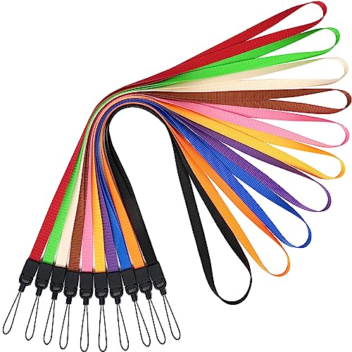 YOUOWO 10Pack Neck Multicolor Lanyards Flat(10 Colors - Combination 1) - color: 10 Colors - Combination 1