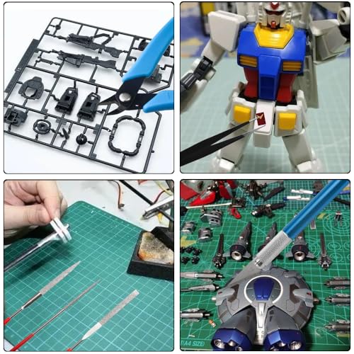 Professional 15 PCS Model Tools Kit Modeler Basic Tools Craft Set Hobby Building Tools Kit for Gundam Car Model Building Repairing and Fixing(C)