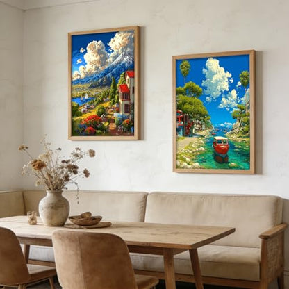DOTSOPS 4 Pcs Landscape Diamond Painting Kits for Adults Round Full Drill - color: Landscape C