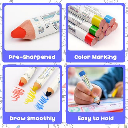 ThEast Jumbo Toddlers Colored Pencils, Thick Chunky Crayons for Children - style: Glitter-8