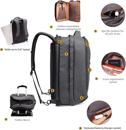 Knack Series 1 Medium Travel Backpack, 15.6-Inch Laptop, Expandable 27-39L - color: Savile Gray, size: Medium