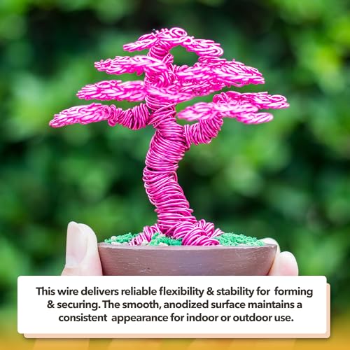 Mandala Crafts 18 Gauge Raspberry Anodized Aluminum Craft Wire, 100 FT - color: Raspberry, size: 18 Gauge