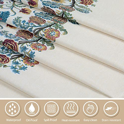 AIRCOWRIE Waterproof Rectangle Vinyl Tablecloths 140x54 Inch - color: Flower, size: 140" x 54" (Rectangular)
