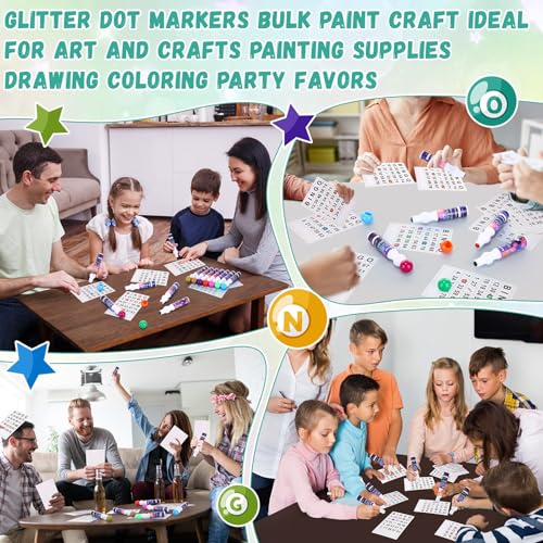 Crtiin 72 Pack 0.5 oz Glitter Bingo Dauber Marker Bulk, 12 Colors