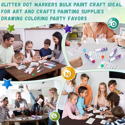 Crtiin 72 Pack 0.5 oz Glitter Bingo Dauber Marker Bulk, 12 Colors