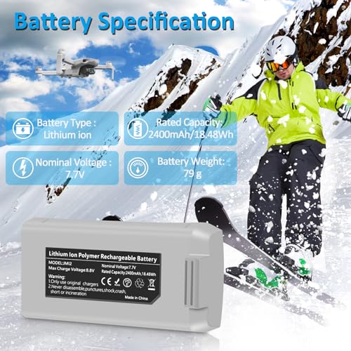 Fantasyo Intelligent Mini 2 Battery 2 Pack 2400mAh and 3 Channel Smart LED Two-Way Charger Set Compatible with DJI Mini 2/SE/2 SE/4K Series Drones