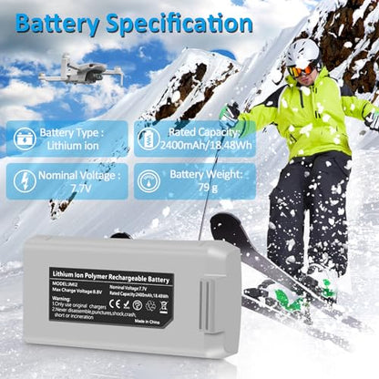 Fantasyo Intelligent Mini 2 Battery 2 Pack 2400mAh and 3 Channel Smart LED Two-Way Charger Set Compatible with DJI Mini 2/SE/2 SE/4K Series Drones