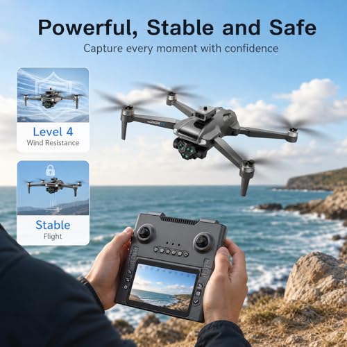 M66M Drone with 2K Camera for Adults, Foldable RC Camera Drone Gifts - color: Grey