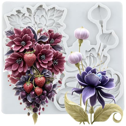Strawberry Polymer Clay Molds Strawberry Flower Silicone Mold - color: Style K