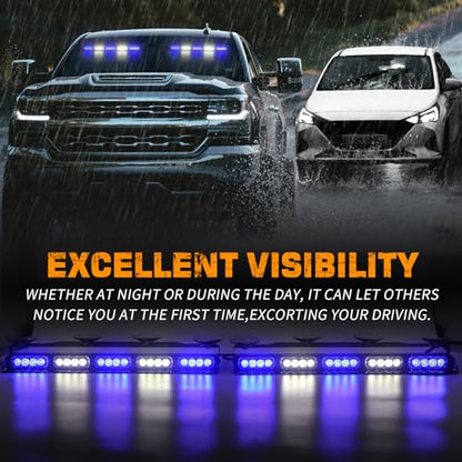 XRIDONSEN 2x 17 inch 40 LED Blue White Emergency Dash Strobe Lights - color: Blue/White