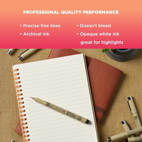 Sakura Pigma Micron & Gelly Roll Classic White Pens, 8 Black & 3 White