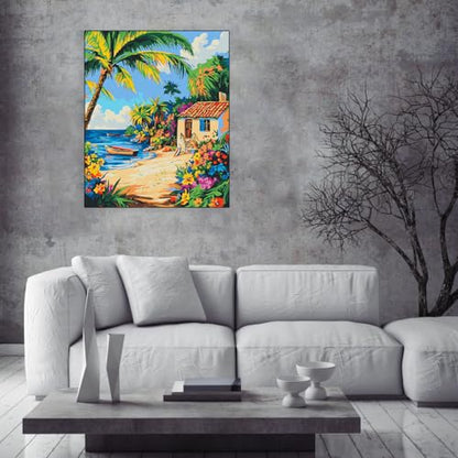 Landscape Paint by Number on Canvas for Adults Beginners Art Crafts Kits - color: sea